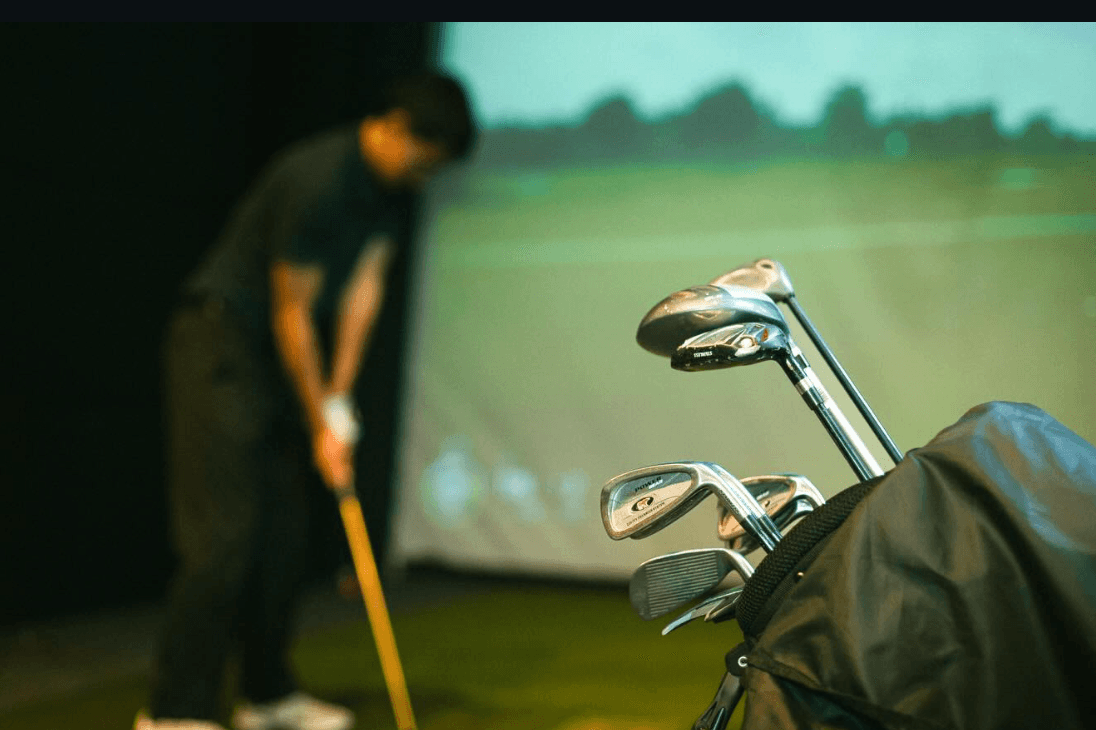 A bag of golf clubs at SKRATCH Golf